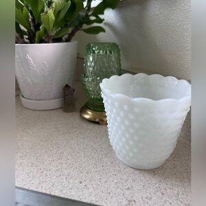 Hobnail milk glass bud vase